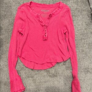 Katie J NYC Vibrant Pink Long Sleeve Tee